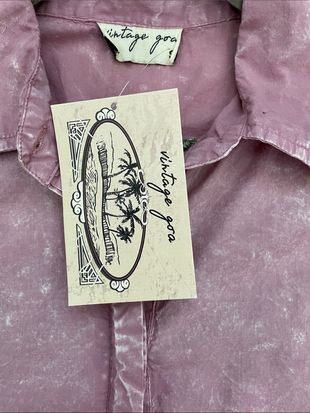 Light Pink Embroidered Mineral Washed Button-Up Shirt - Picture 5 of 5
